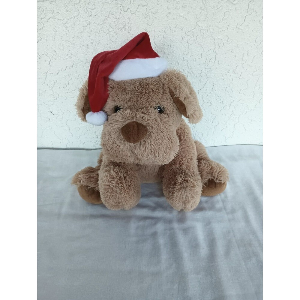 Dog Russell Stover Chocolates Coco brown Plush Stuffed Puppy Christmas Santa Hat